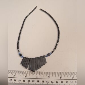 Hematite Necklace Graduated Cluster Dark Grey Beads, Original Owner
